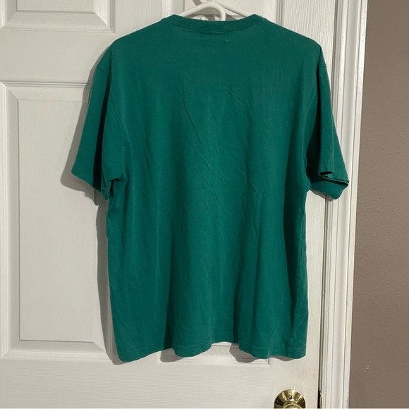 Vintage 90s Eddie Bauer T-Shirt Mens Medium Blank Cotton Classic Turquoise Blue - Picture 4 of 7
